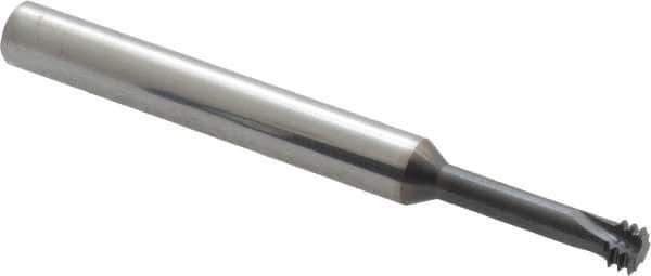 Scientific Cutting Tools - 1/4-28 UNF, 0.186" Cutting Diam, 3 Flute, Solid Carbide Helical Flute Thread Mill - Internal Thread, 0.7" LOC, 2-1/2" OAL, 1/4" Shank Diam - Exact Tool & Supply