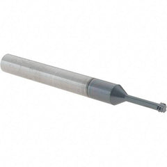 Scientific Cutting Tools - M4x0.70 Metric Coarse, 0.12" Cutting Diam, 3 Flute, Solid Carbide Helical Flute Thread Mill - Internal Thread, 1/2" LOC, 2-1/2" OAL, 1/4" Shank Diam - Exact Tool & Supply
