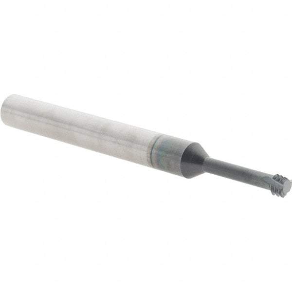 Scientific Cutting Tools - M5x0.80 Metric Coarse, 0.15" Cutting Diam, 3 Flute, Solid Carbide Helical Flute Thread Mill - Internal Thread, 0.6" LOC, 2-1/2" OAL, 1/4" Shank Diam - Exact Tool & Supply