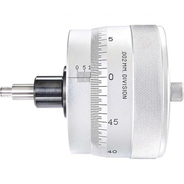 Starrett - 25mm, 4-1/16 Inch Plain Thimble, 0.3118 Inch Diameter x 1-7/16 Inch Long Spindle, Mechanical Micrometer Head - Exact Tool & Supply