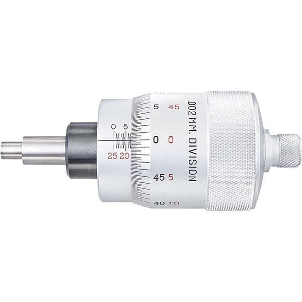 Starrett - 25mm, 2-1/16 Inch Plain Thimble, 5/16 Inch Diameter x 1-7/16 Inch Long Spindle, Mechanical Micrometer Head - Exact Tool & Supply