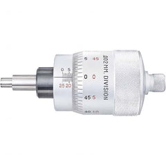 Starrett - 25mm, 2-1/16 Inch Plain Thimble, 5/16 Inch Diameter x 1-7/16 Inch Long Spindle, Mechanical Micrometer Head - Exact Tool & Supply
