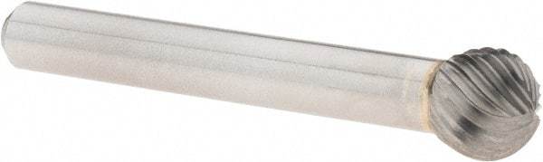 Cle-Line - 3/8" Cut Diam, 1/4" Shank Diam, Ball Head Single Cut Burr - Carbide, 3/8" LOC, 2-5/64" OAL - Exact Tool & Supply