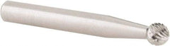 Cle-Line - 1/4" Cut Diam, 1/4" Shank Diam, Ball Head Double Cut Burr - Carbide, 1/4" LOC, 2" OAL - Exact Tool & Supply