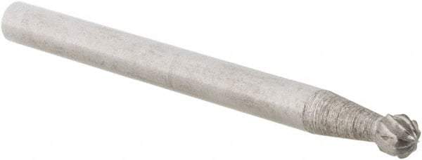 Cle-Line - 1/8" Cut Diam, 1/8" Shank Diam, Ball Head Double Cut Burr - Carbide, 1/8" LOC, 1-1/2" OAL - Exact Tool & Supply