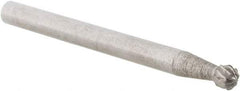 Cle-Line - 1/8" Cut Diam, 1/8" Shank Diam, Ball Head Double Cut Burr - Carbide, 1/8" LOC, 1-1/2" OAL - Exact Tool & Supply