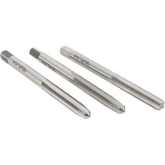 Cle-Line - M5x0.80 Metric, 4 Flute, Bottoming, Plug & Taper, Bright Finish, High Speed Steel Tap Set - Right Hand Cut, 2-3/8" OAL, 7/8" Thread Length, Series 0404 - Exact Tool & Supply