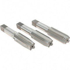 Cle-Line - 7/8-9 UNC, 4 Flute, Bottoming, Plug & Taper, Bright Finish, High Speed Steel Tap Set - Right Hand Cut, 4-11/16" OAL, 2-7/32" Thread Length, Series 0404 - Exact Tool & Supply