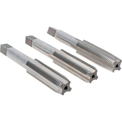 Cle-Line - 1/2-20 UNF, 4 Flute, Bottoming, Plug & Taper, Bright Finish, High Speed Steel Tap Set - Right Hand Cut, 3-3/8" OAL, 1-21/32" Thread Length, Series 0404 - Exact Tool & Supply