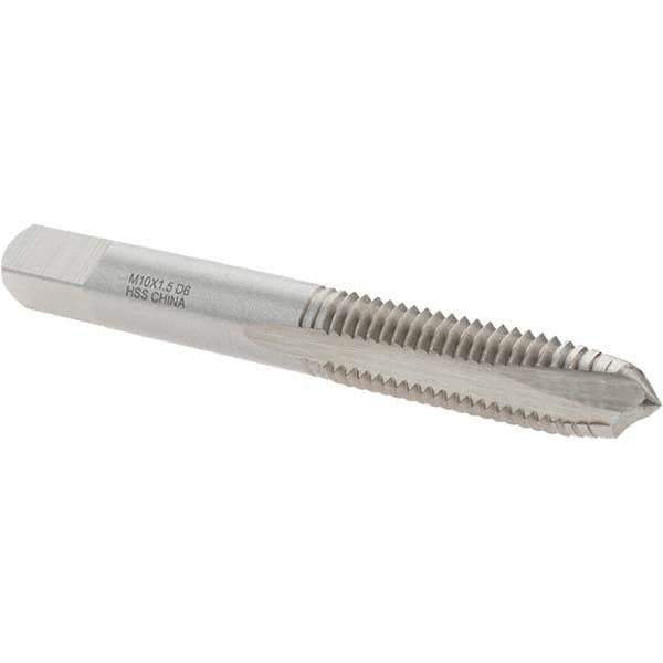 Cle-Force - M10x1.50 Metric Coarse, 3 Flute, Bright Finish, High Speed Steel Spiral Point Tap - Plug Chamfer, Right Hand Thread, 2-15/16" OAL, 1-1/4" Thread Length, 9.68mm Shank Diam, Series 1694M - Exact Tool & Supply