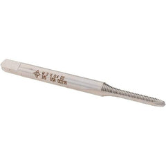 Cle-Force - M2x0.40 Metric Coarse, 2 Flute, Bright Finish, High Speed Steel Spiral Point Tap - Plug Chamfer, Right Hand Thread, 1-3/4" OAL, 7/16" Thread Length, 3.58mm Shank Diam, Series 1694M - Exact Tool & Supply
