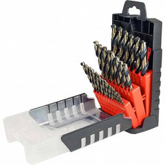 Cle-Force - 1/16 to 1/2", 135° Point, Oxide/Gold Finish, High Speed Steel Jobber Length Drill Bit Set - Exact Tool & Supply