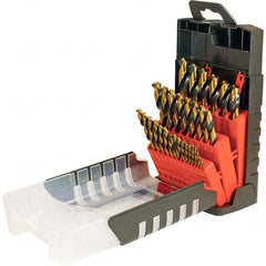 Cle-Force - 1/16 to 1/2", 135° Point, Oxide/Gold Finish, High Speed Steel Maintenance Length Drill Bit Set - Exact Tool & Supply