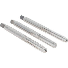 Cle-Line - #10-32 UNF, 4 Flute, Bottoming, Plug & Taper, Bright Finish, High Speed Steel Tap Set - Right Hand Cut, 2-3/8" OAL, 7/8" Thread Length, Series 0404 - Exact Tool & Supply