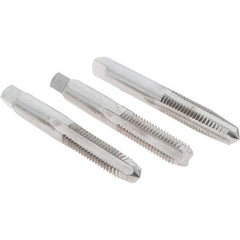 Cle-Line - 5/16-18 UNC, 4 Flute, Bottoming, Plug & Taper, Bright Finish, High Speed Steel Tap Set - Right Hand Cut, 2-23/32" OAL, 1-1/8" Thread Length, Series 0404 - Exact Tool & Supply