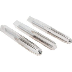 Cle-Line - 3/8-16 UNC, 4 Flute, Bottoming, Plug & Taper, Bright Finish, High Speed Steel Tap Set - Right Hand Cut, 2-15/16" OAL, 1-1/4" Thread Length, Series 0404 - Exact Tool & Supply
