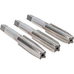 Cle-Line - 1/2-13 UNC, 4 Flute, Bottoming, Plug & Taper, Bright Finish, High Speed Steel Tap Set - Right Hand Cut, 3-3/8" OAL, 1-21/32" Thread Length, Series 0404 - Exact Tool & Supply