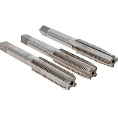 Cle-Line - 7/16-20 UNF, 4 Flute, Bottoming, Plug & Taper, Bright Finish, High Speed Steel Tap Set - Right Hand Cut, 3-5/32" OAL, 1-7/16" Thread Length, Series 0404 - Exact Tool & Supply