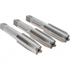 Cle-Line - 9/16-12 UNC, 4 Flute, Bottoming, Plug & Taper, Bright Finish, High Speed Steel Tap Set - Right Hand Cut, 3-19/32" OAL, 1-21/32" Thread Length, Series 0404 - Exact Tool & Supply