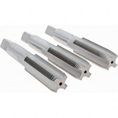 Cle-Line - 3/4-16 UNF, 4 Flute, Bottoming, Plug & Taper, Bright Finish, High Speed Steel Tap Set - Right Hand Cut, 4-1/4" OAL, 2" Thread Length, Series 0404 - Exact Tool & Supply