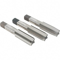 Cle-Line - 7/8-14 UNF, 4 Flute, Bottoming, Plug & Taper, Bright Finish, High Speed Steel Tap Set - Right Hand Cut, 4-11/16" OAL, 2-7/32" Thread Length, Series 0404 - Exact Tool & Supply