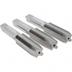 Cle-Line - M16x2.00 Metric, 4 Flute, Bottoming, Plug & Taper, Bright Finish, High Speed Steel Tap Set - Right Hand Cut, 3-51/64" OAL, 1-13/16" Thread Length, Series 0404 - Exact Tool & Supply