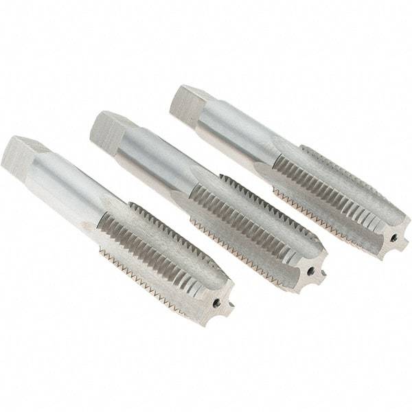 Cle-Line - M20x2.50 Metric, 4 Flute, Bottoming, Plug & Taper, Bright Finish, High Speed Steel Tap Set - Right Hand Cut, 4-15/32" OAL, 2" Thread Length, Series 0404 - Exact Tool & Supply