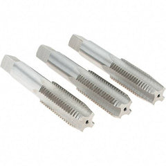 Cle-Line - M20x2.50 Metric, 4 Flute, Bottoming, Plug & Taper, Bright Finish, High Speed Steel Tap Set - Right Hand Cut, 4-15/32" OAL, 2" Thread Length, Series 0404 - Exact Tool & Supply