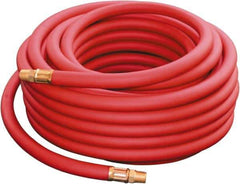 PRO-SOURCE - 1/4" ID x 0.51" OD 75' Long Oil Resistant Air Hose - MNPT x MNPT Ends, 300 Working psi, -40 to 212°F, 1/4" Fitting, Red - Exact Tool & Supply