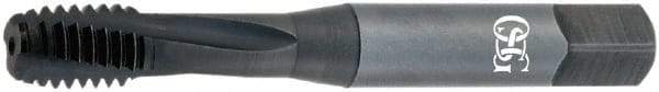 OSG - M4x0.70, 3 Flute, 15° Helix, Modified Bottoming Chamfer, Oxide Finish, Powdered Metal Spiral Flute STI Tap - Right Hand Flute, 2-3/8" OAL, 0.22" Shank Diam, 15/16" Thread Length, 6H Class of Fit, Series 345STI - Exact Tool & Supply