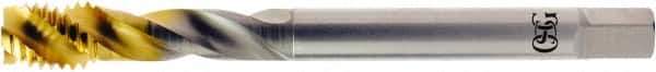 OSG - M2.6x0.45 2 Flute 6H Modified Bottoming Spiral Flute Tap - Vanadium High Speed Steel, TiN Finish, 50mm OAL, Right Hand Flute, Right Hand Thread, D3, Series 16455 - Exact Tool & Supply