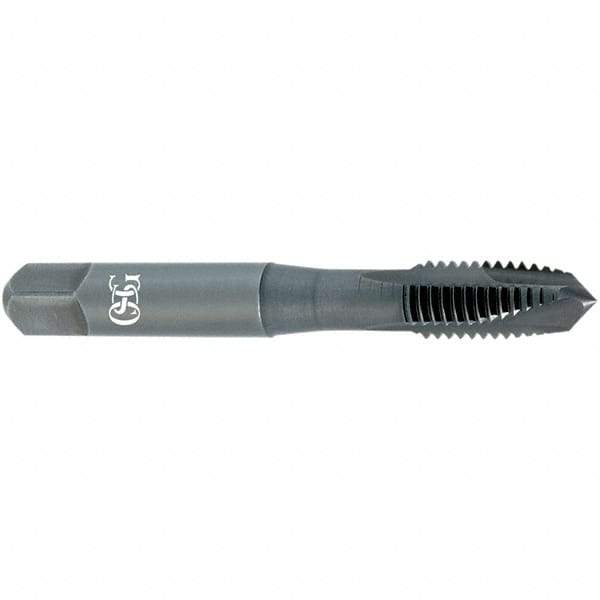 OSG - M18x2.50, D5, 3 Flutes, Plug Chamfer, Oxide Finish, Vanadium High Speed Steel Spiral Point STI Tap - 4-1/4" OAL, 0.59" Shank Diam, 2" Thread Length, 0.442" Square Size, 6H Class of Fit, Series 342STI - Exact Tool & Supply