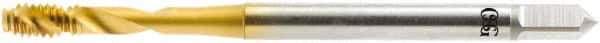OSG - #3-48 UNC 2 Flute 2B Modified Bottoming Spiral Flute Tap - Vanadium High Speed Steel, TiN Finish, 50mm OAL, Right Hand Flute, Right Hand Thread, H2, Series 16450 - Exact Tool & Supply