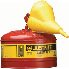 Justrite - Safety Dispensing Cans; Capacity: 2.5 Gal ; Material: Steel ; Color: Red ; Height (Decimal Inch): 11.500000 ; Diameter/Length (mm): 11.75 ; Approval Listing/Regulations: FM Approved; UL; ULC; TUV - Exact Tool & Supply