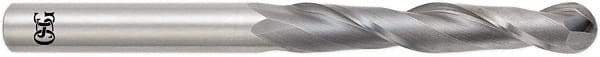 OSG - 20mm Diam, 76mm LOC, 2 Flute Solid Carbide Ball End Mill - Uncoated, Single End, 153mm OAL, 20mm Shank Diam, Spiral Flute - Exact Tool & Supply