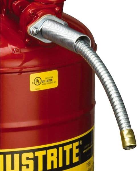 Justrite - 9 Inch Long, Safety Can Metal Flexible Nozzle - 5/8 Inch Diameter, Compatible with Type II Safety Cans - Exact Tool & Supply