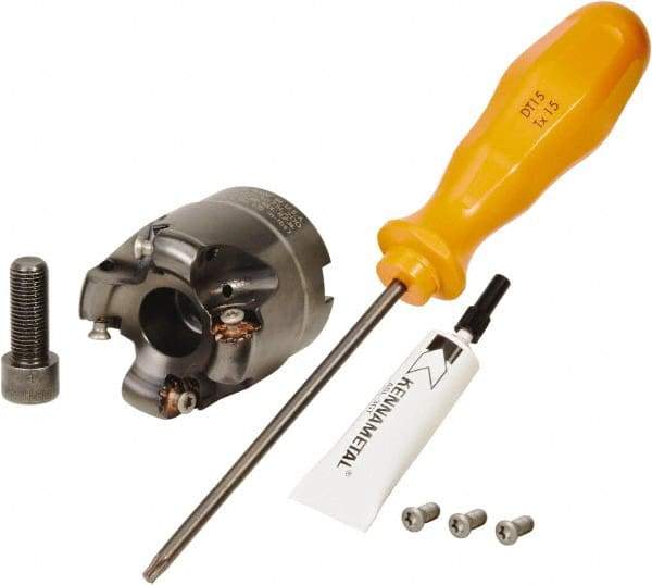 Kennametal - 50.8mm Cut Diam, 2.97mm Max Depth, 3/4" Arbor Hole, 4 Inserts, RN.J 1204... Insert Style, Indexable Copy Face Mill - KDR Cutter Style, 31,080 Max RPM, 2 High, Through Coolant, Series Rodeka - Exact Tool & Supply