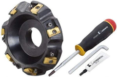 Kennametal - 6" Cut Diam, 2" Arbor Hole, 21.39mm Max Depth of Cut, 30° Indexable Chamfer & Angle Face Mill - 7 Inserts, LN.U 2210... Insert, Right Hand Cut, 7 Flutes, Series MEGA60 - Exact Tool & Supply