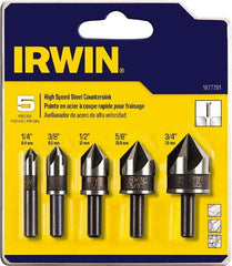 Irwin - 5 Piece, 1/4 to 3/4" Head Diam, 82° Included Angle, Single End Countersink Set - Exact Tool & Supply