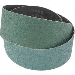 Made in USA - 2" Wide x 42" OAL, 60 Grit, Zirconia Alumina Abrasive Belt - Zirconia Alumina, Coarse, Coated, Y Weighted Cloth Backing, Wet/Dry - Exact Tool & Supply