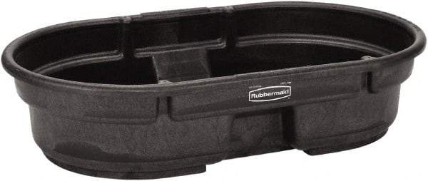 Rubbermaid - 50 Gallon Black Oval Plastic Stock Tank - 12" High x 31" Diam - Exact Tool & Supply