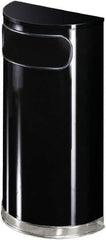 Rubbermaid - 9 Gal Black Half-Round Decorative Waste Receptacle With Top - Steel, 813mm High x 457.2mm Wide - Exact Tool & Supply