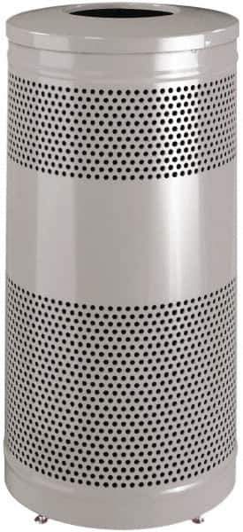 Rubbermaid - 25 Gal Silver Round Decorative Waste Receptacle With Top - Steel, 902mm High - Exact Tool & Supply