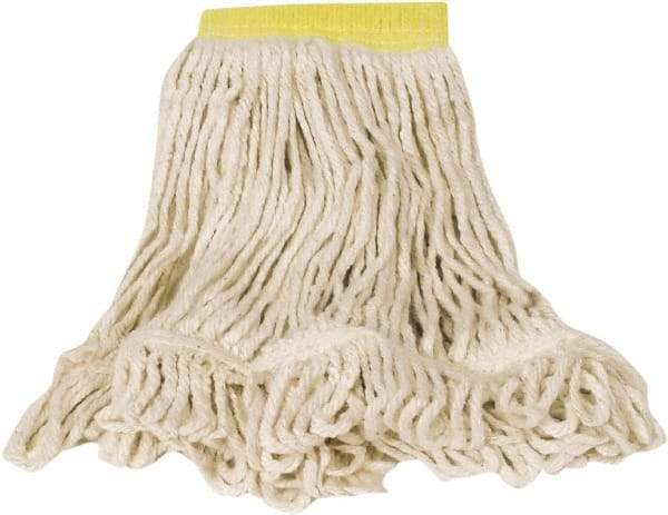 Rubbermaid - Yellow Head Band, Small Blended Fiber Loop End Mop Head - Clamp Jaw & Side Loading Connection - Exact Tool & Supply
