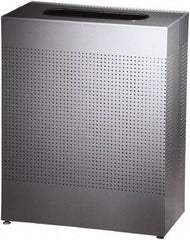 Rubbermaid - 22-1/2 Gal Silver Rectangle Decorative Waste Receptacle With Top - Steel, 30" High x 24" Long x 24" Wide - Exact Tool & Supply