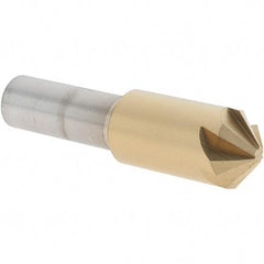 Melin Tool - 1/2" Head Diam, 3/8" Shank Diam, 6 Flute 100° Cobalt Countersink - TiN Finish, 2" OAL, Single End, Straight Shank, Right Hand Cut - Exact Tool & Supply