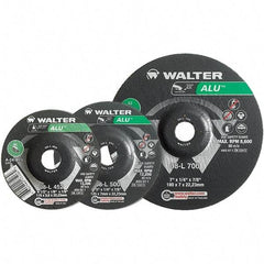 WALTER Surface Technologies - 24 Grit, 7" Wheel Diam, 1/8" Wheel Thickness, Type 27 Depressed Center Wheel - Aluminum Oxide, Resinoid Bond, 8,600 Max RPM - Exact Tool & Supply