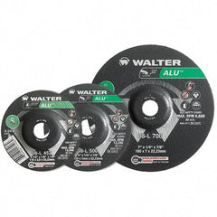WALTER Surface Technologies - 24 Grit, 4-1/2" Wheel Diam, 1/4" Wheel Thickness, Type 27 Depressed Center Wheel - Aluminum Oxide, Resinoid Bond, 13,300 Max RPM - Exact Tool & Supply