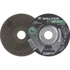 WALTER Surface Technologies - 60 Grit, 5" Wheel Diam, 3/64" Wheel Thickness, 7/8" Arbor Hole, Type 27 Depressed Center Wheel - Aluminum Oxide, Resinoid Bond, 12,200 Max RPM - Exact Tool & Supply