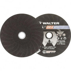 WALTER Surface Technologies - 7" 46 Grit Aluminum Oxide Cutoff Wheel - 5/64" Thick, 7/8" Arbor, 8,600 Max RPM, Use with Angle Grinders - Exact Tool & Supply
